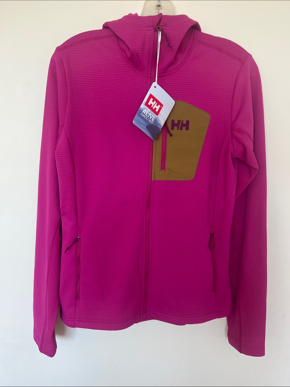 Helly Hansen Magenta Hooded Jacket with Tan Chest Pocket
